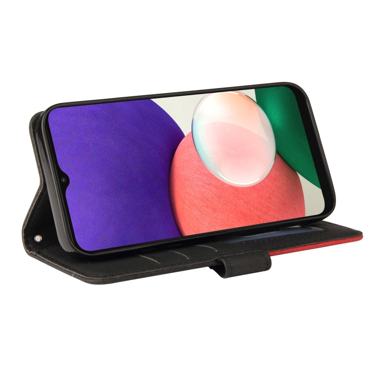 For Samsung Galaxy A22 5G Dual-color Splicing Horizontal Flip PU Leather Case with Holder & Card Slots & Wallet