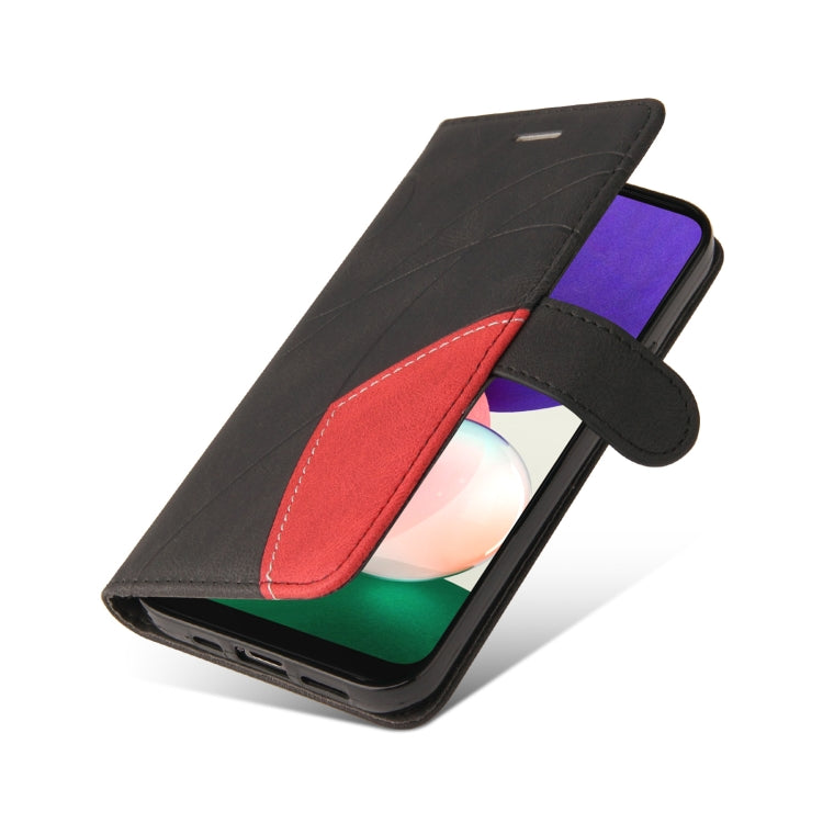 For Samsung Galaxy A22 5G Dual-color Splicing Horizontal Flip PU Leather Case with Holder & Card Slots & Wallet