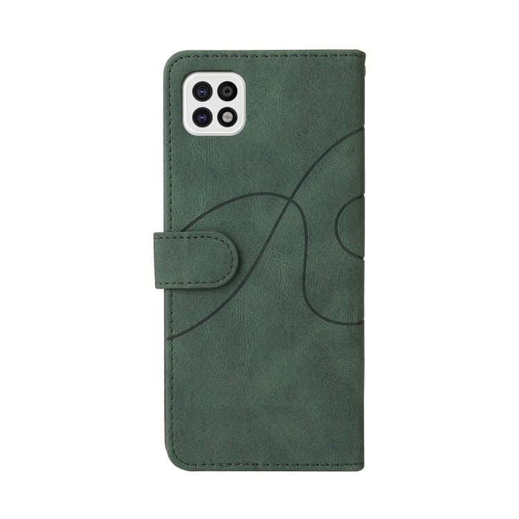 For Samsung Galaxy A22 5G Dual-color Splicing Horizontal Flip PU Leather Case with Holder & Card Slots & Wallet