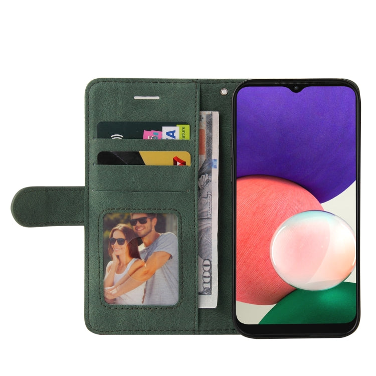 For Samsung Galaxy A22 5G Dual-color Splicing Horizontal Flip PU Leather Case with Holder & Card Slots & Wallet