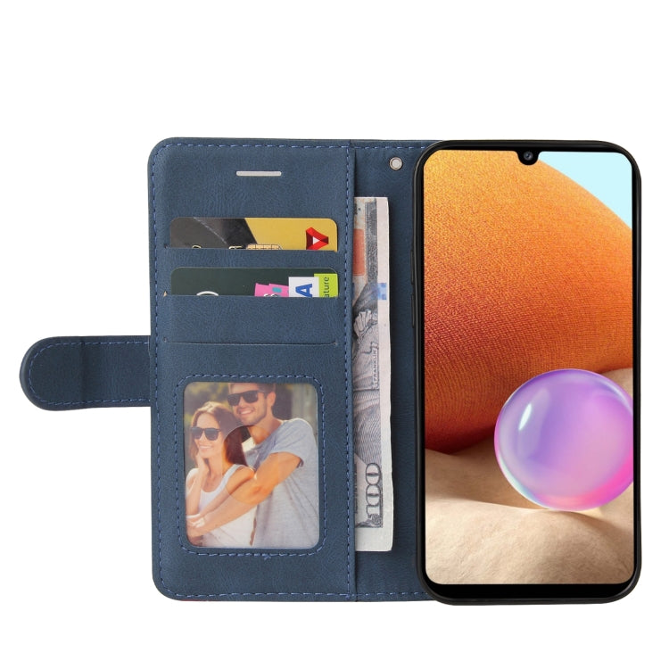 For Samsung Galaxy A32 4G Dual-color Splicing Horizontal Flip PU Leather Case with Holder & Card Slots & Wallet
