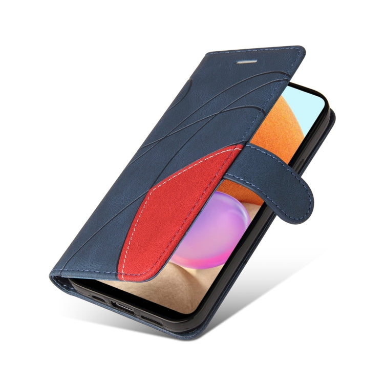 For Samsung Galaxy A32 4G Dual-color Splicing Horizontal Flip PU Leather Case with Holder & Card Slots & Wallet