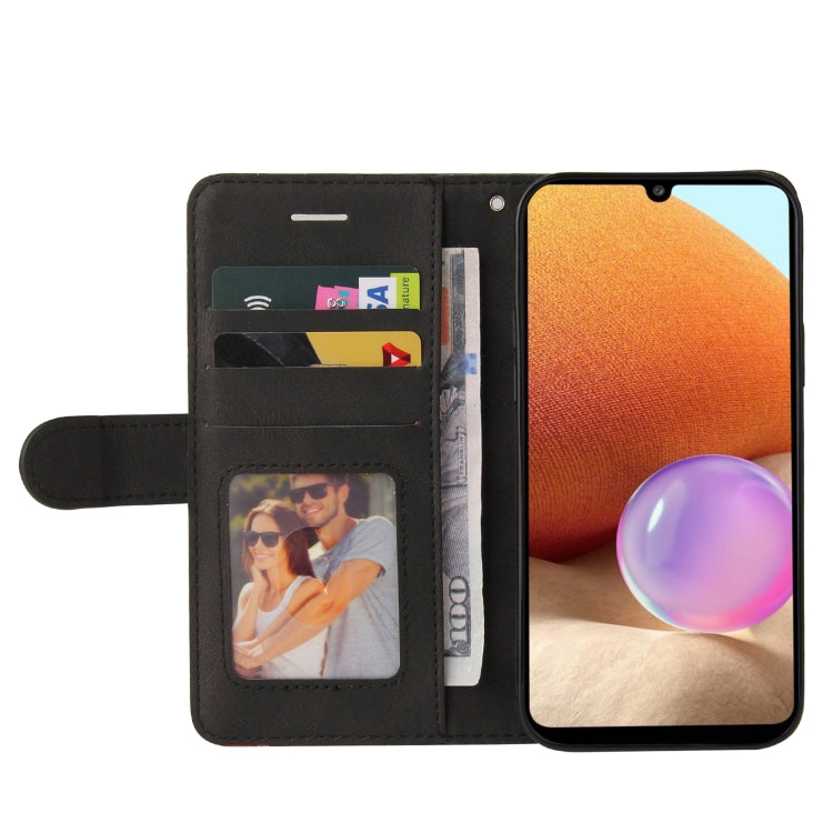 For Samsung Galaxy A32 4G Dual-color Splicing Horizontal Flip PU Leather Case with Holder & Card Slots & Wallet