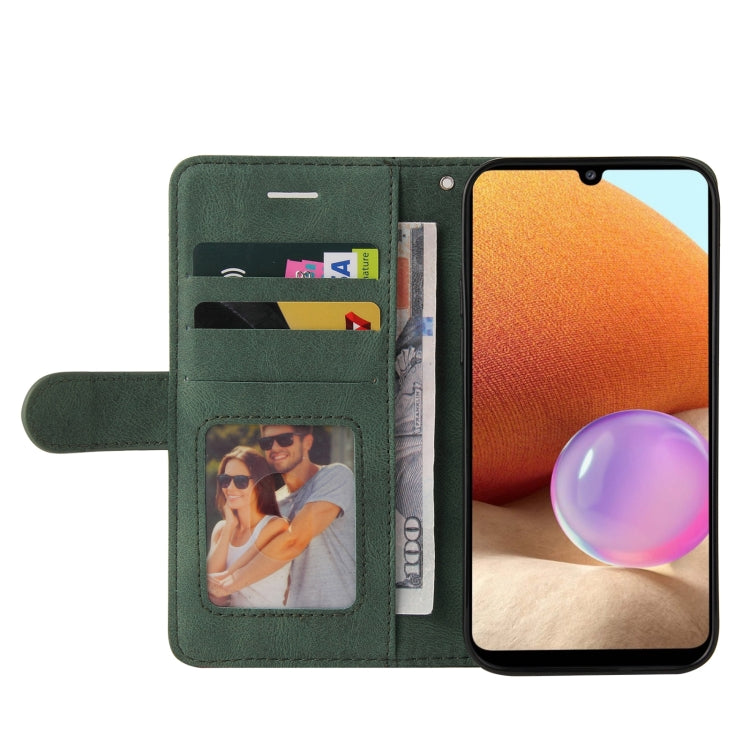 For Samsung Galaxy A32 4G Dual-color Splicing Horizontal Flip PU Leather Case with Holder & Card Slots & Wallet