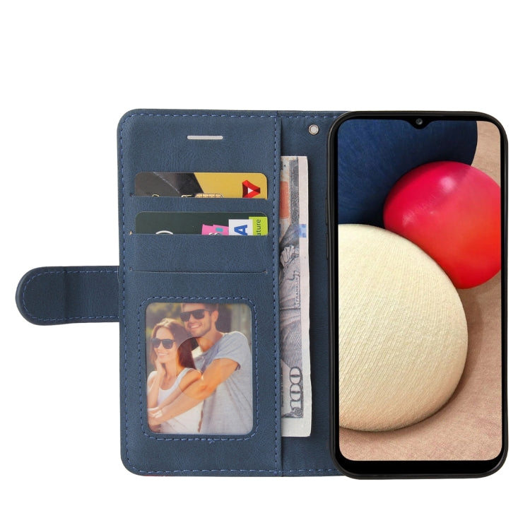 For Samsung Galaxy A02s US Version Dual-color Splicing Horizontal Flip PU Leather Case with Holder & Card Slots & Wallet