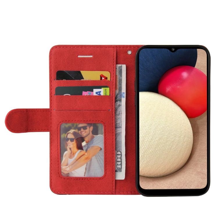 For Samsung Galaxy A02s US Version Dual-color Splicing Horizontal Flip PU Leather Case with Holder & Card Slots & Wallet