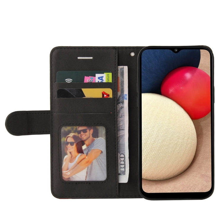 For Samsung Galaxy A02s US Version Dual-color Splicing Horizontal Flip PU Leather Case with Holder & Card Slots & Wallet