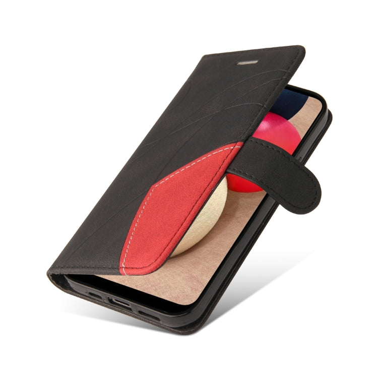 For Samsung Galaxy A02s US Version Dual-color Splicing Horizontal Flip PU Leather Case with Holder & Card Slots & Wallet