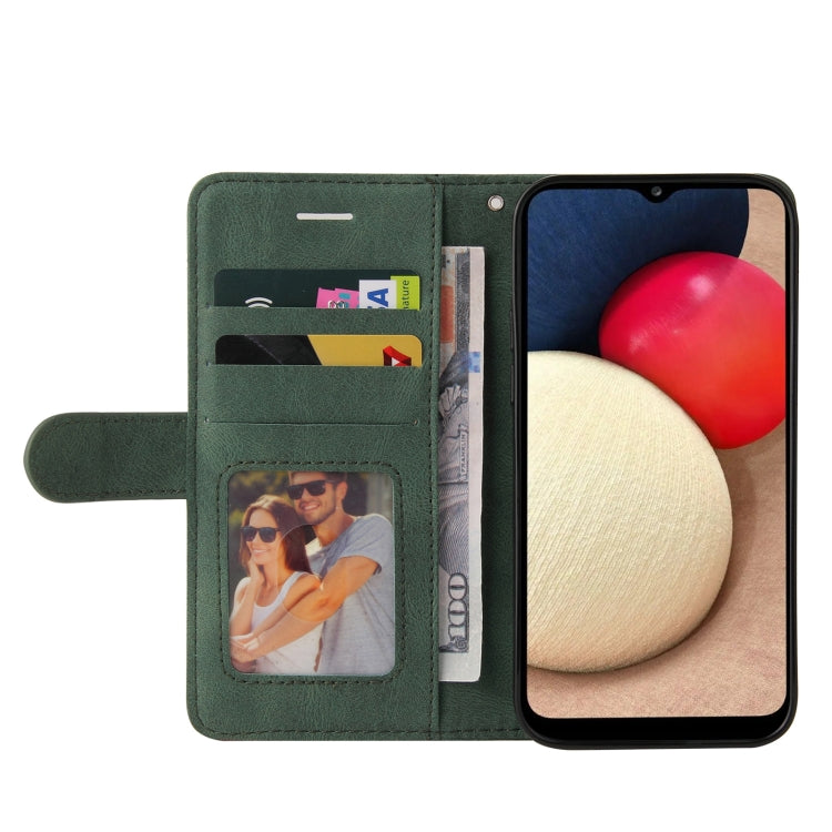 For Samsung Galaxy A02s US Version Dual-color Splicing Horizontal Flip PU Leather Case with Holder & Card Slots & Wallet
