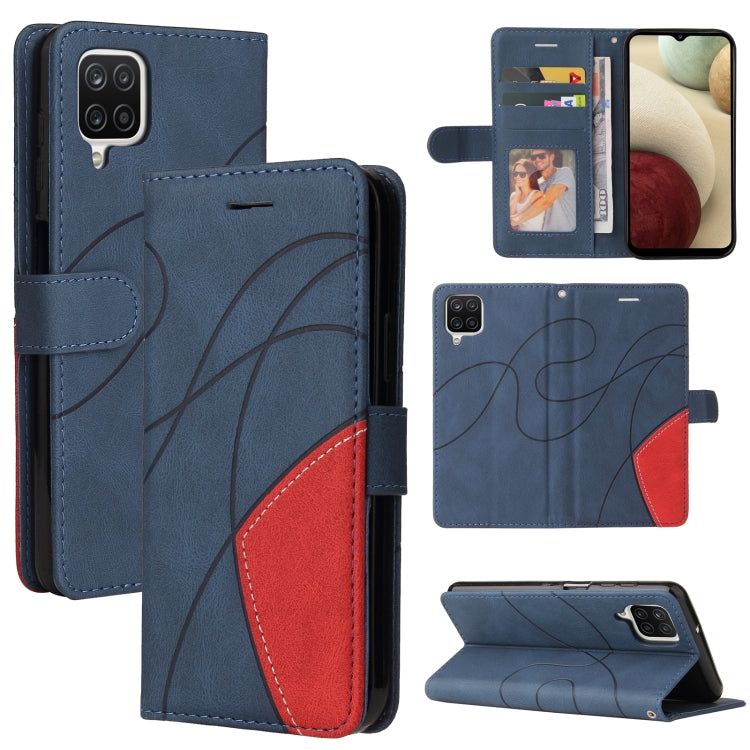 For Samsung Galaxy A12 5G Dual-color Splicing Horizontal Flip PU Leather Case with Holder & Card Slots & Wallet