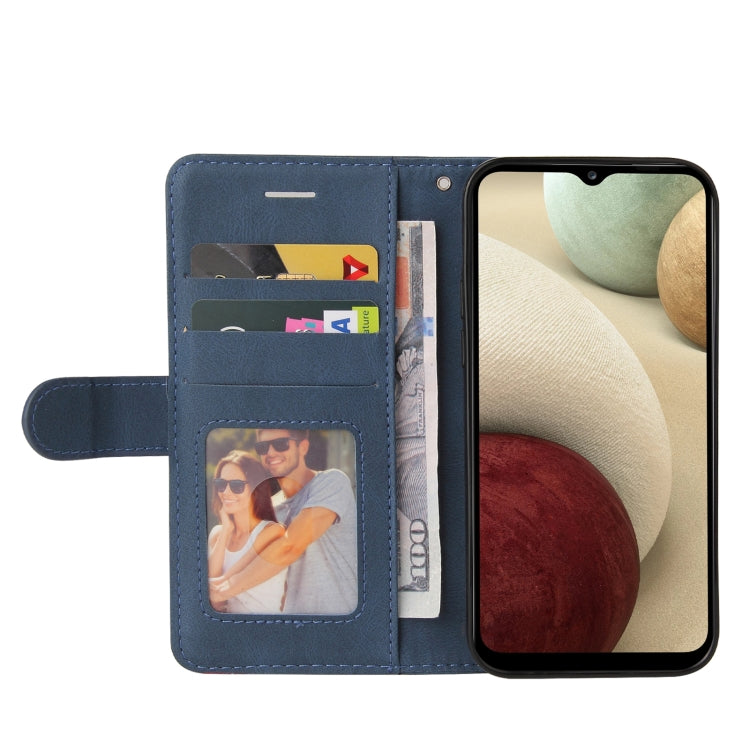 For Samsung Galaxy A12 5G Dual-color Splicing Horizontal Flip PU Leather Case with Holder & Card Slots & Wallet