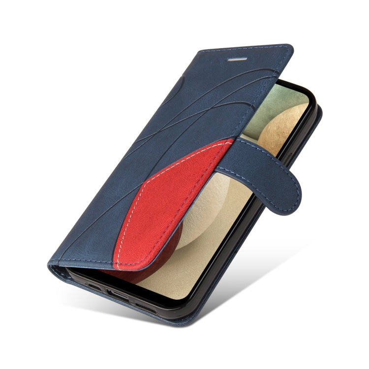 For Samsung Galaxy A12 5G Dual-color Splicing Horizontal Flip PU Leather Case with Holder & Card Slots & Wallet