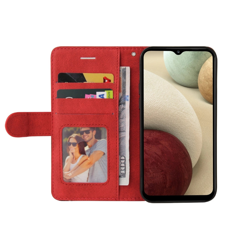 For Samsung Galaxy A12 5G Dual-color Splicing Horizontal Flip PU Leather Case with Holder & Card Slots & Wallet