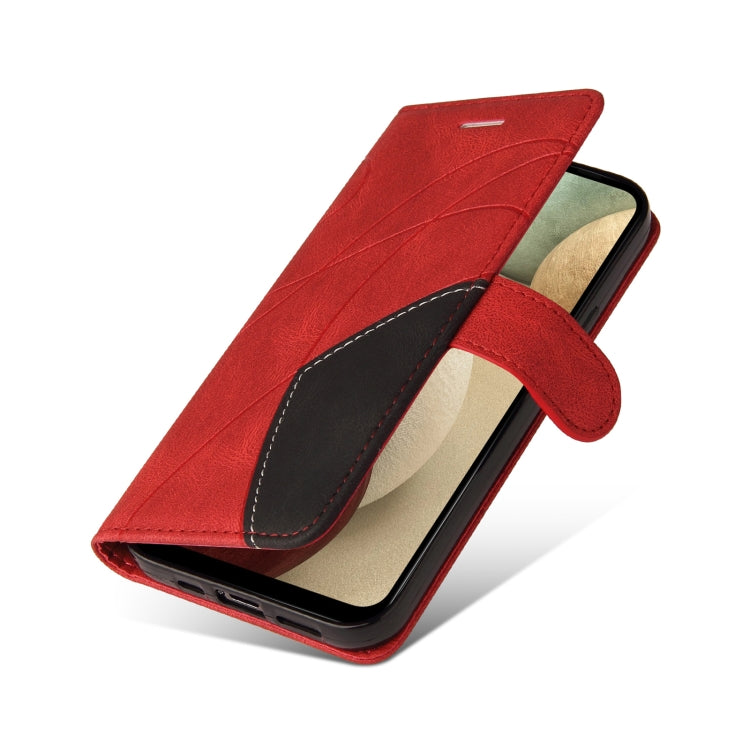 For Samsung Galaxy A12 5G Dual-color Splicing Horizontal Flip PU Leather Case with Holder & Card Slots & Wallet