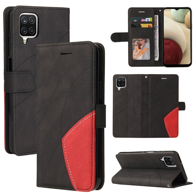 For Samsung Galaxy A12 5G Dual-color Splicing Horizontal Flip PU Leather Case with Holder & Card Slots & Wallet