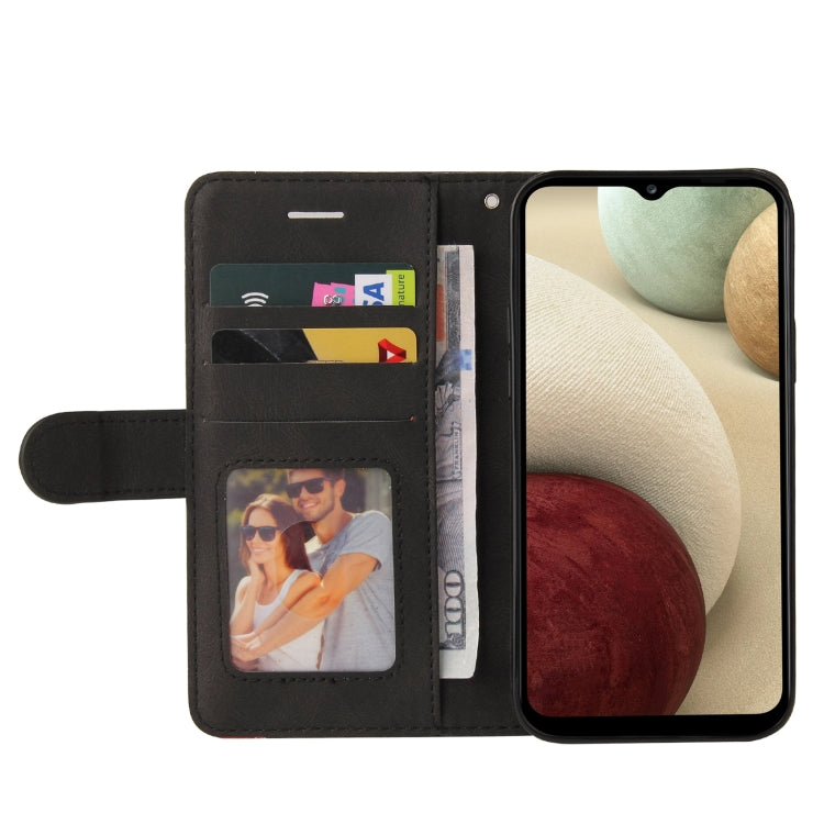 For Samsung Galaxy A12 5G Dual-color Splicing Horizontal Flip PU Leather Case with Holder & Card Slots & Wallet