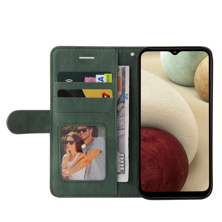 For Samsung Galaxy A12 5G Dual-color Splicing Horizontal Flip PU Leather Case with Holder & Card Slots & Wallet