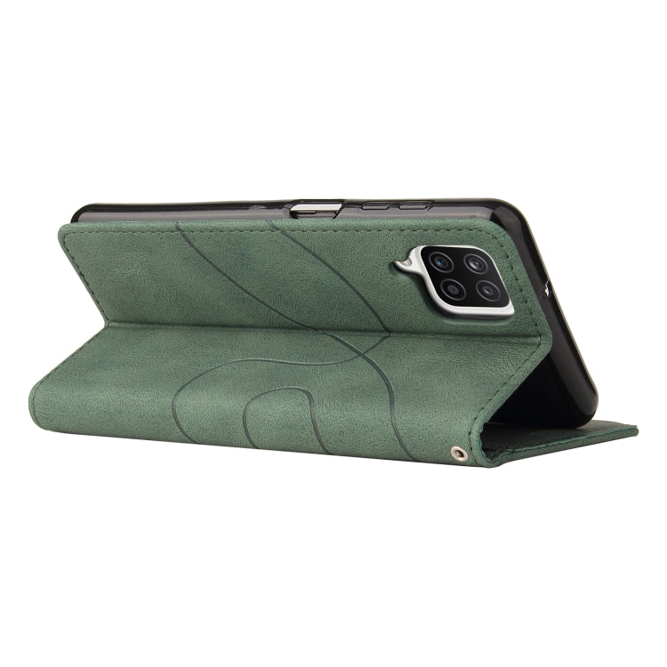 For Samsung Galaxy A12 5G Dual-color Splicing Horizontal Flip PU Leather Case with Holder & Card Slots & Wallet