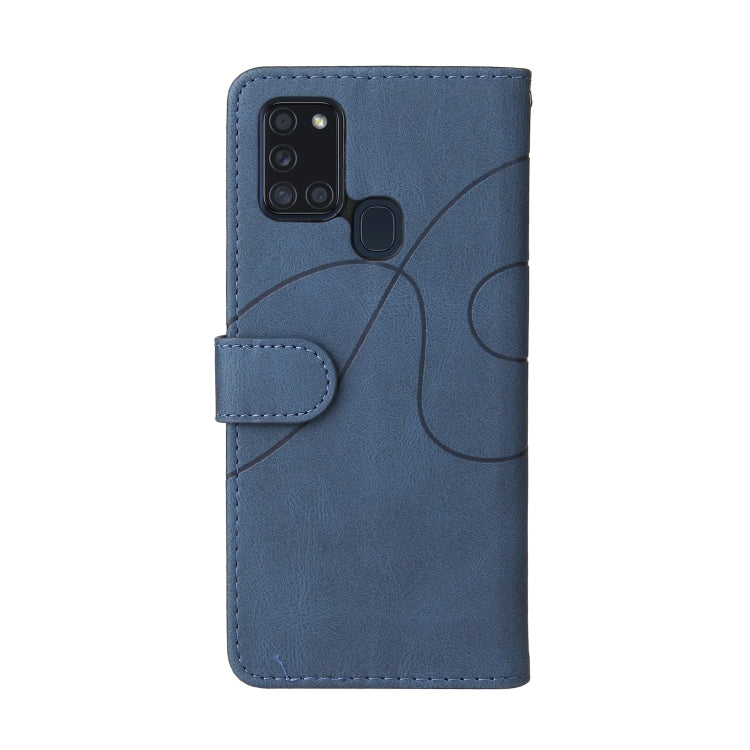 For Samsung Galaxy A21s Dual-color Splicing Horizontal Flip PU Leather Case with Holder & Card Slots & Wallet
