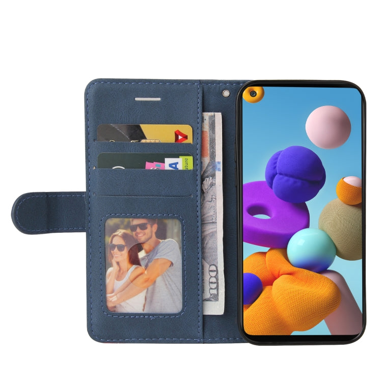 For Samsung Galaxy A21s Dual-color Splicing Horizontal Flip PU Leather Case with Holder & Card Slots & Wallet