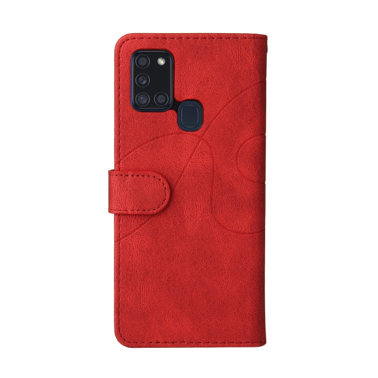 For Samsung Galaxy A21s Dual-color Splicing Horizontal Flip PU Leather Case with Holder & Card Slots & Wallet