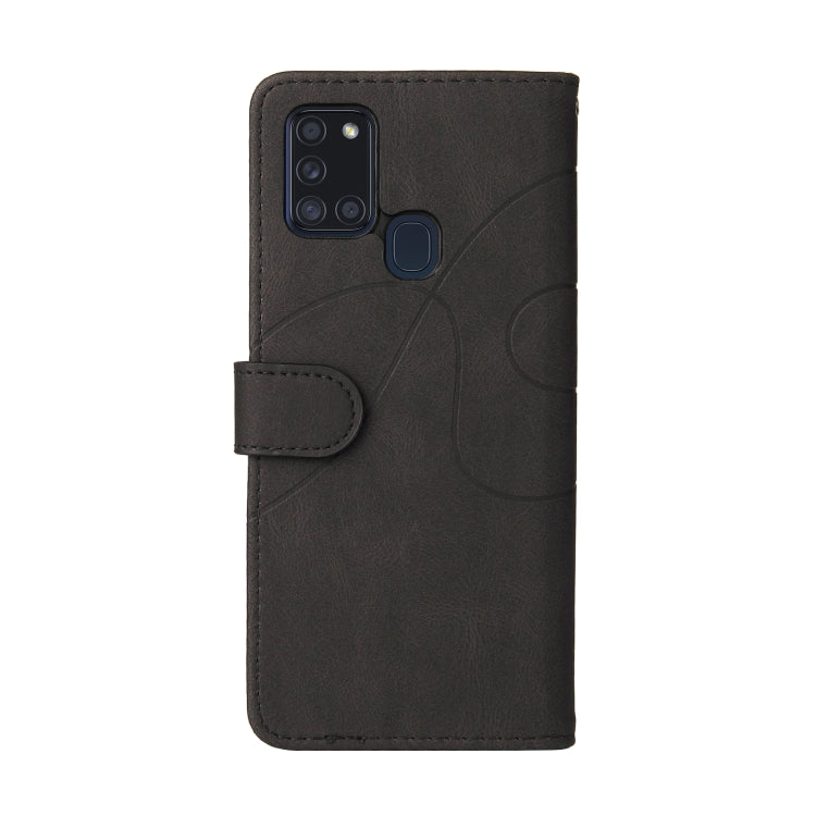 For Samsung Galaxy A21s Dual-color Splicing Horizontal Flip PU Leather Case with Holder & Card Slots & Wallet