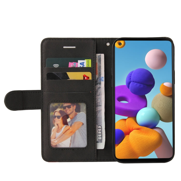 For Samsung Galaxy A21s Dual-color Splicing Horizontal Flip PU Leather Case with Holder & Card Slots & Wallet