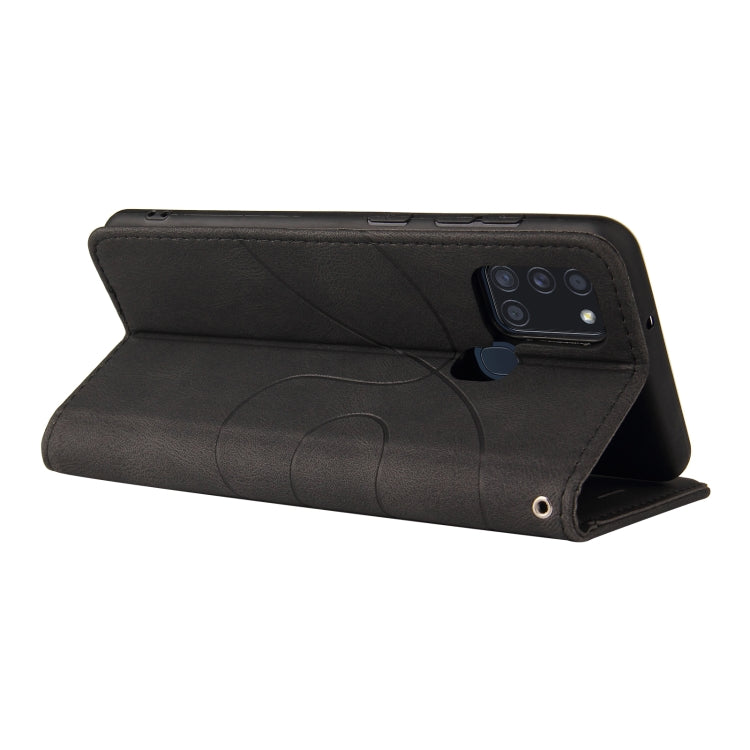 For Samsung Galaxy A21s Dual-color Splicing Horizontal Flip PU Leather Case with Holder & Card Slots & Wallet