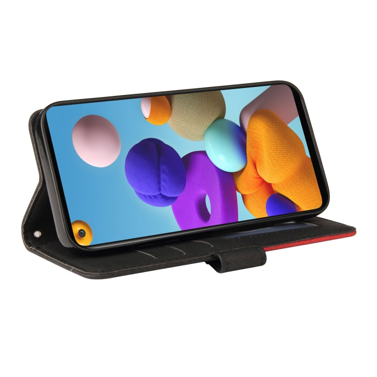 For Samsung Galaxy A21s Dual-color Splicing Horizontal Flip PU Leather Case with Holder & Card Slots & Wallet