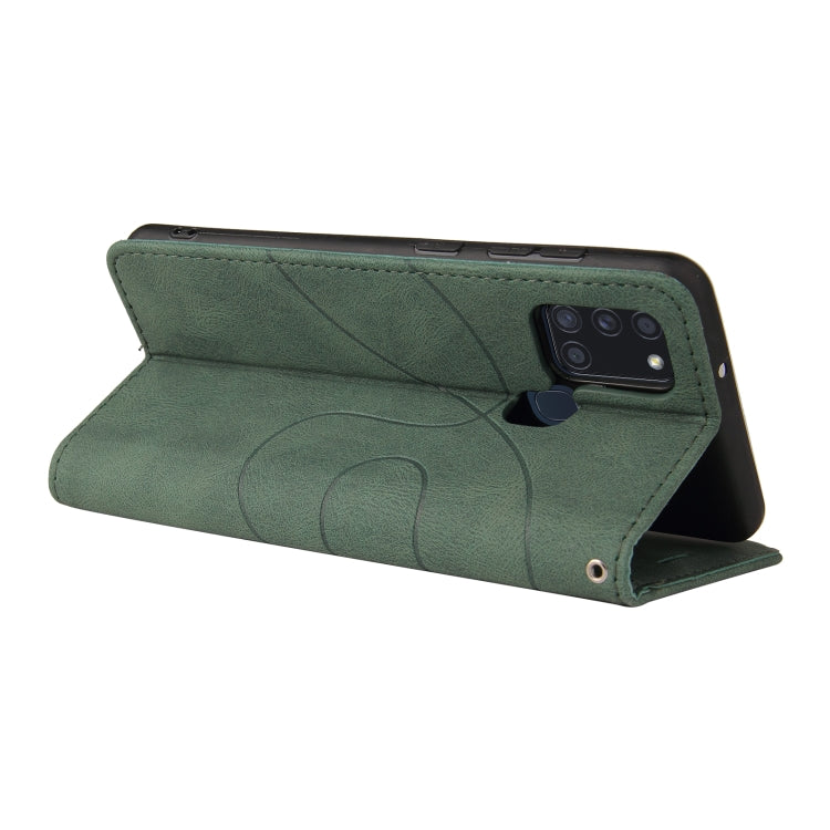 For Samsung Galaxy A21s Dual-color Splicing Horizontal Flip PU Leather Case with Holder & Card Slots & Wallet