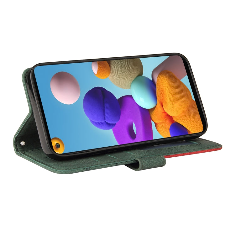 For Samsung Galaxy A21s Dual-color Splicing Horizontal Flip PU Leather Case with Holder & Card Slots & Wallet