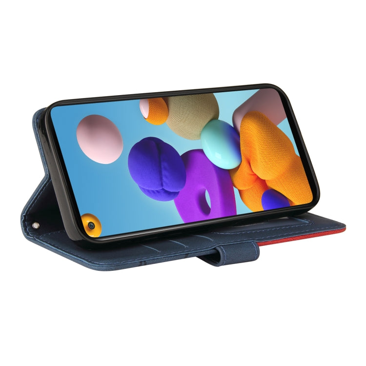 For Samsung Galaxy A21 EU Version Dual-color Splicing Horizontal Flip PU Leather Case with Holder & Card Slots & Wallet