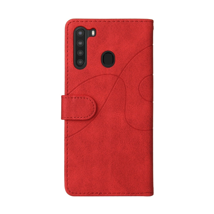 For Samsung Galaxy A21 EU Version Dual-color Splicing Horizontal Flip PU Leather Case with Holder & Card Slots & Wallet