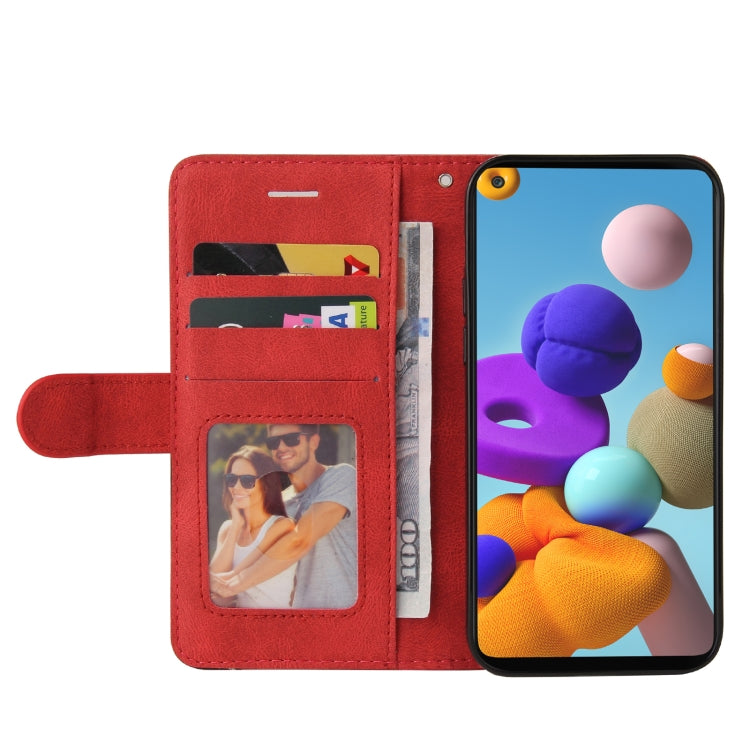 For Samsung Galaxy A21 EU Version Dual-color Splicing Horizontal Flip PU Leather Case with Holder & Card Slots & Wallet