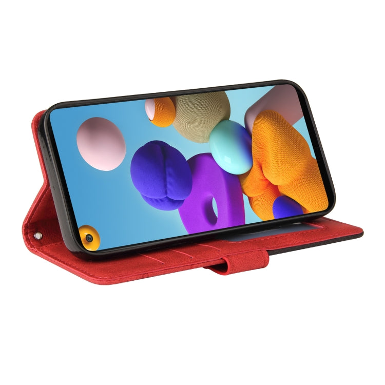 For Samsung Galaxy A21 EU Version Dual-color Splicing Horizontal Flip PU Leather Case with Holder & Card Slots & Wallet