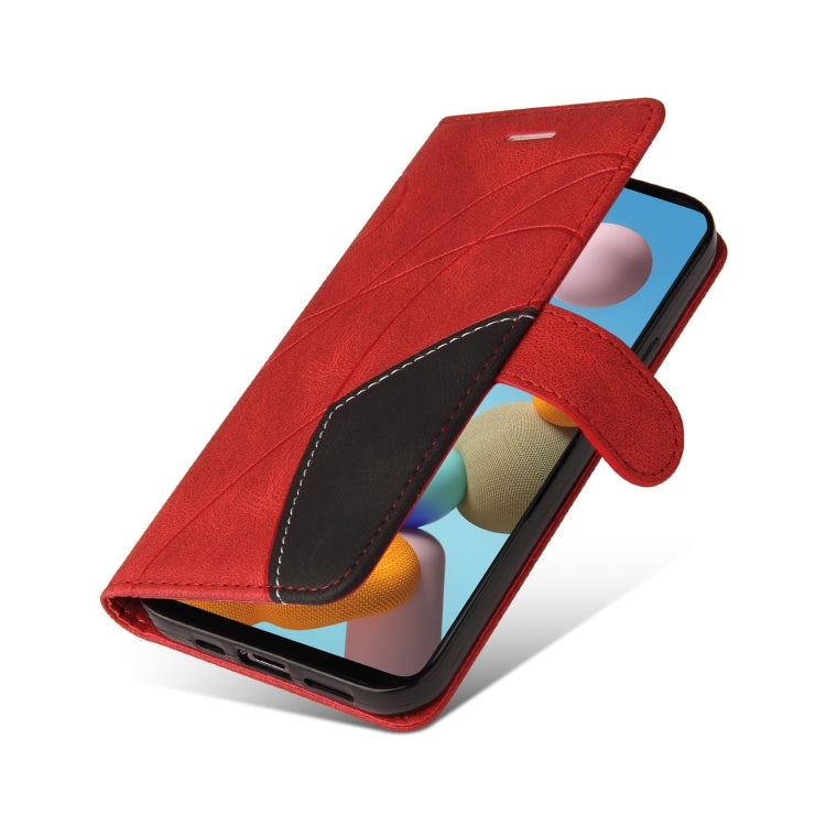 For Samsung Galaxy A21 EU Version Dual-color Splicing Horizontal Flip PU Leather Case with Holder & Card Slots & Wallet