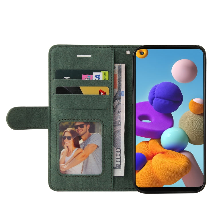For Samsung Galaxy A21 EU Version Dual-color Splicing Horizontal Flip PU Leather Case with Holder & Card Slots & Wallet