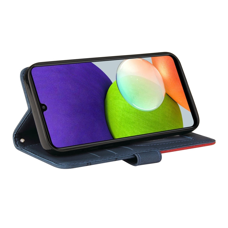 For Samsung Galaxy A22 4G Dual-color Splicing Horizontal Flip PU Leather Case with Holder & Card Slots & Wallet