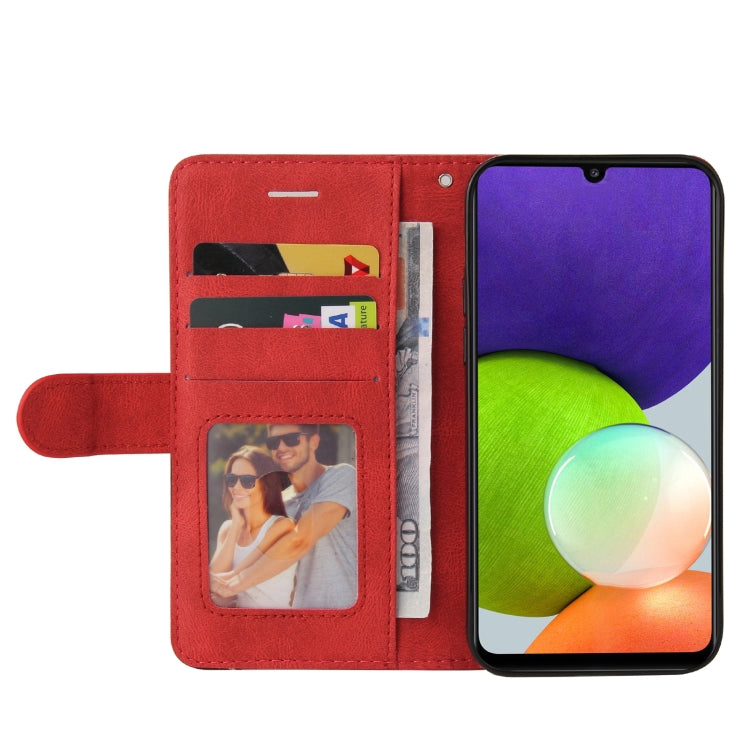 For Samsung Galaxy A22 4G Dual-color Splicing Horizontal Flip PU Leather Case with Holder & Card Slots & Wallet