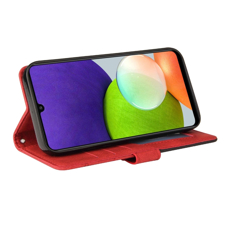 For Samsung Galaxy A22 4G Dual-color Splicing Horizontal Flip PU Leather Case with Holder & Card Slots & Wallet