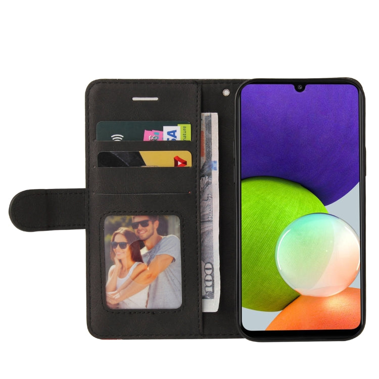 For Samsung Galaxy A22 4G Dual-color Splicing Horizontal Flip PU Leather Case with Holder & Card Slots & Wallet