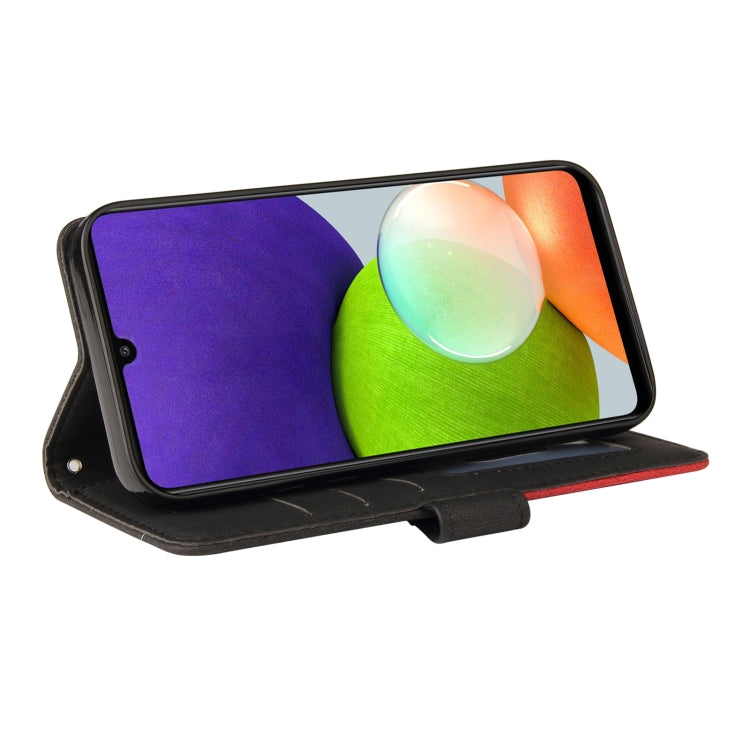 For Samsung Galaxy A22 4G Dual-color Splicing Horizontal Flip PU Leather Case with Holder & Card Slots & Wallet