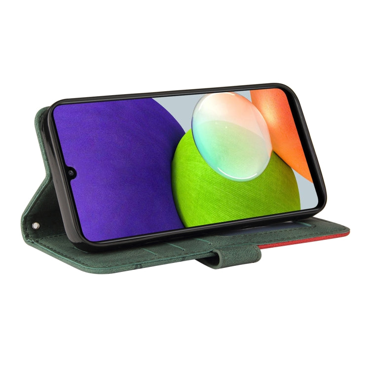 For Samsung Galaxy A22 4G Dual-color Splicing Horizontal Flip PU Leather Case with Holder & Card Slots & Wallet