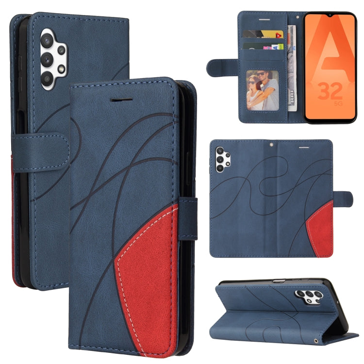 For Samsung Galaxy A32 5G Dual-color Splicing Horizontal Flip PU Leather Case with Holder & Card Slots & Wallet