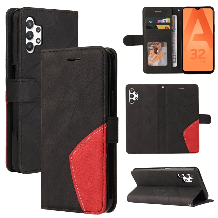 For Samsung Galaxy A32 5G Dual-color Splicing Horizontal Flip PU Leather Case with Holder & Card Slots & Wallet