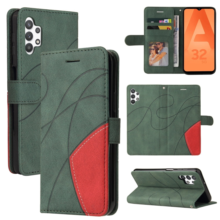 For Samsung Galaxy A32 5G Dual-color Splicing Horizontal Flip PU Leather Case with Holder & Card Slots & Wallet