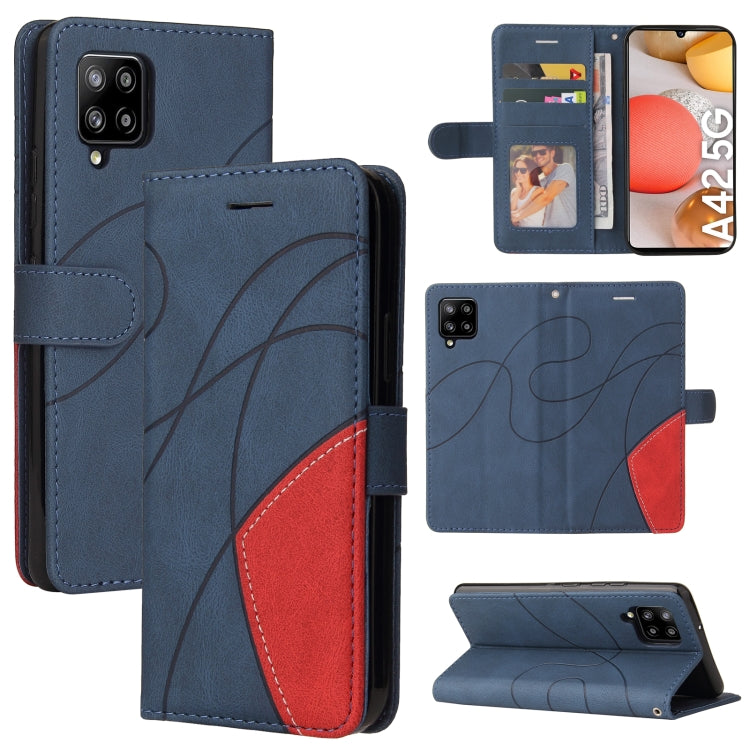 For Samsung Galaxy A42 5G Dual-color Splicing Horizontal Flip PU Leather Case with Holder & Card Slots & Wallet