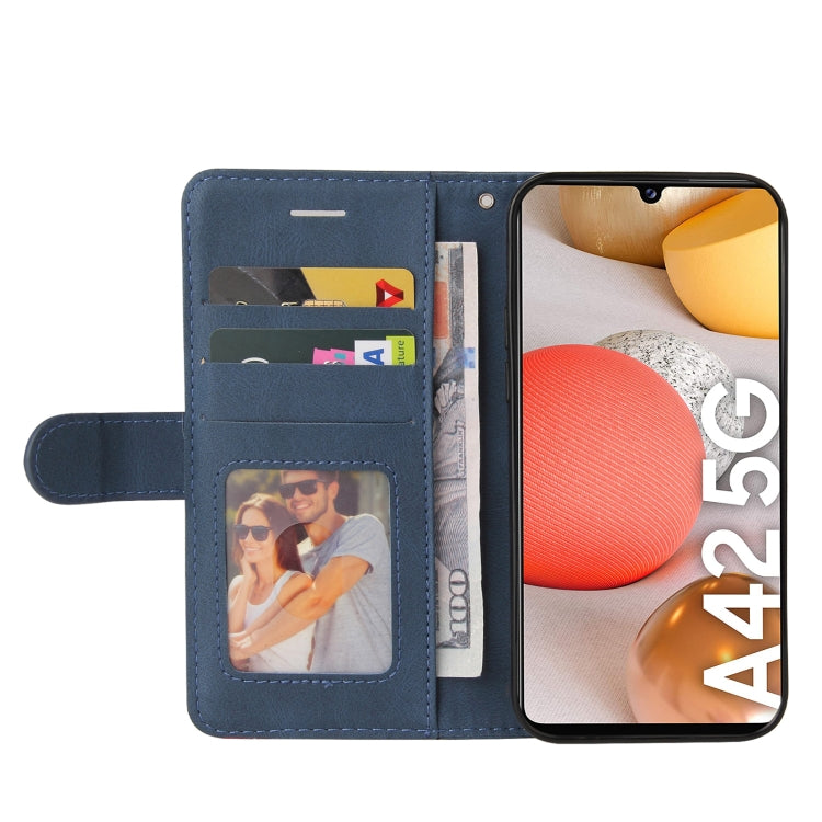 For Samsung Galaxy A42 5G Dual-color Splicing Horizontal Flip PU Leather Case with Holder & Card Slots & Wallet