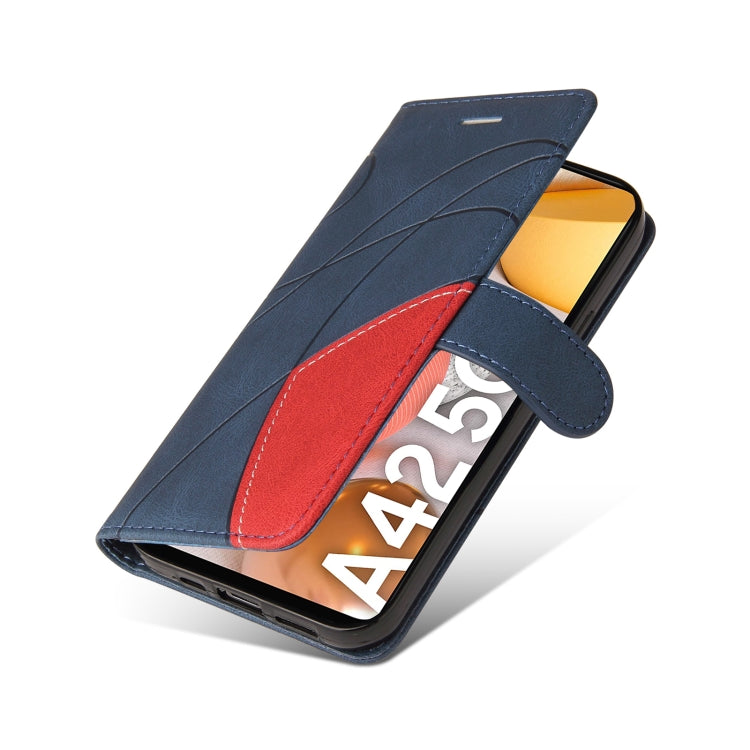 For Samsung Galaxy A42 5G Dual-color Splicing Horizontal Flip PU Leather Case with Holder & Card Slots & Wallet