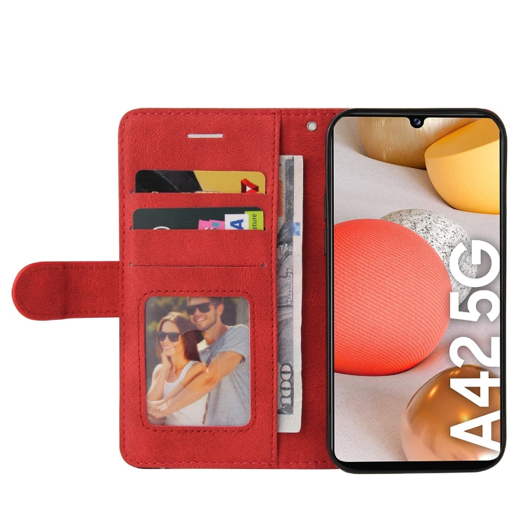 For Samsung Galaxy A42 5G Dual-color Splicing Horizontal Flip PU Leather Case with Holder & Card Slots & Wallet